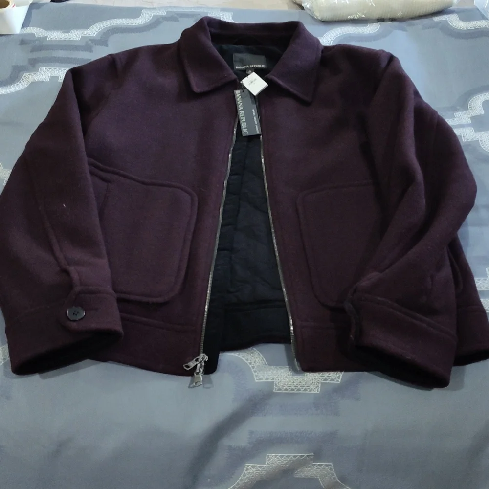Banana Republic Burgundy Wool Blend Short Jacket